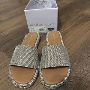 Madden Girl Silver Tan Espadrille Sandals